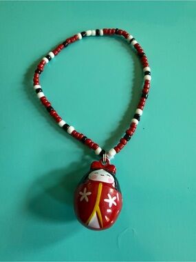 Handmade by Josie B’s Russian Doll Jingle Bell Charm Beaded Bracelet new Elastic